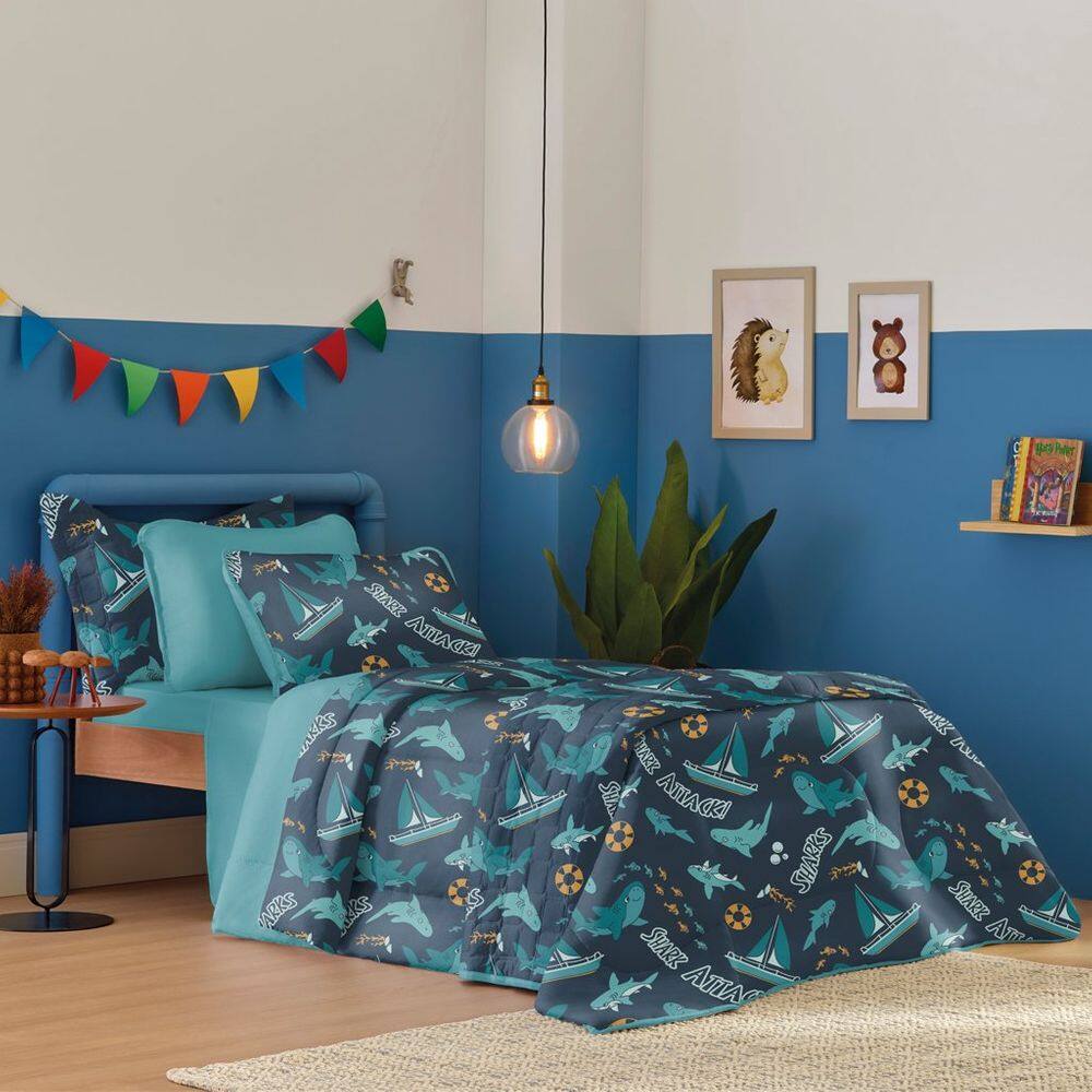 Edredom Casal Estampado Atlantix 200x220cm 100% Algodão