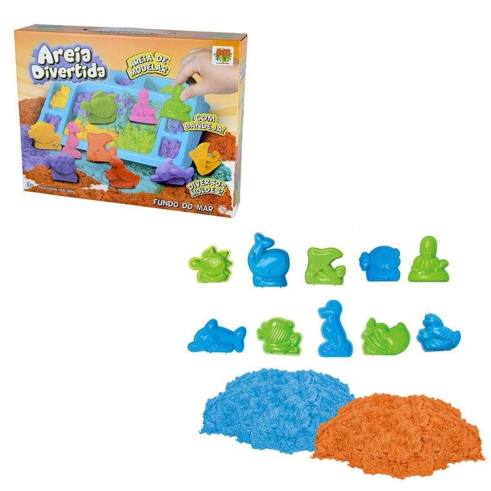 Areia Massinha Sensorial Divertida Fundo Do Mar 500G Modelar