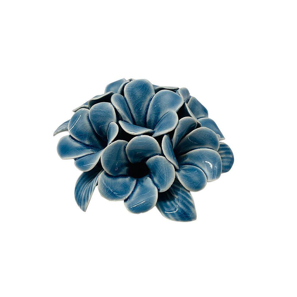 Peça Decorativa Flor em Cerâmica Azul 11cm DL0176 BTC