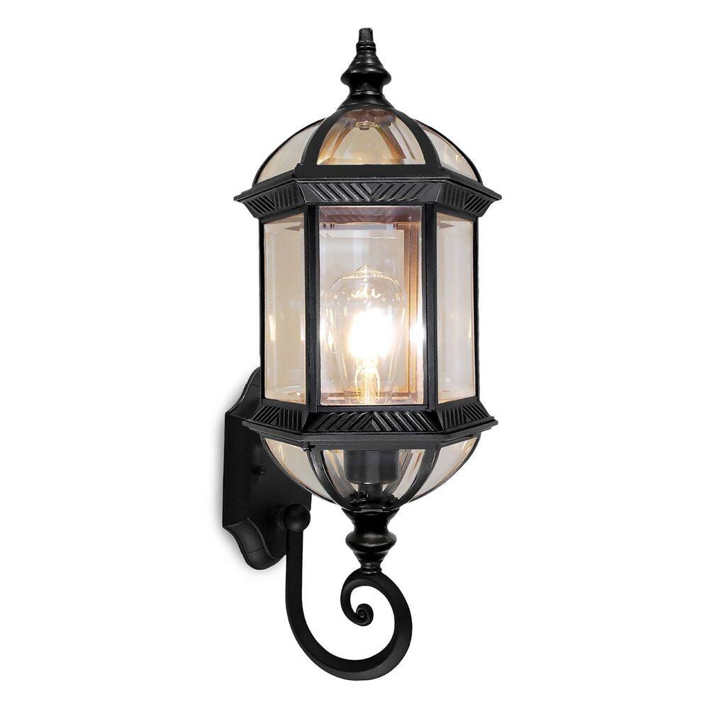 Arandela Colonial Metal Preto Vidro Transparente 52cm 1E27