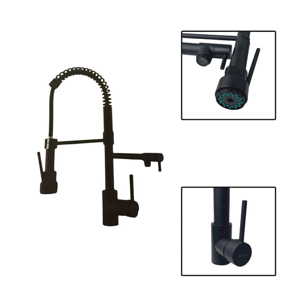 Torneira Gourmet Flexível Preta Cozinha Controle Duplo 1/2\"