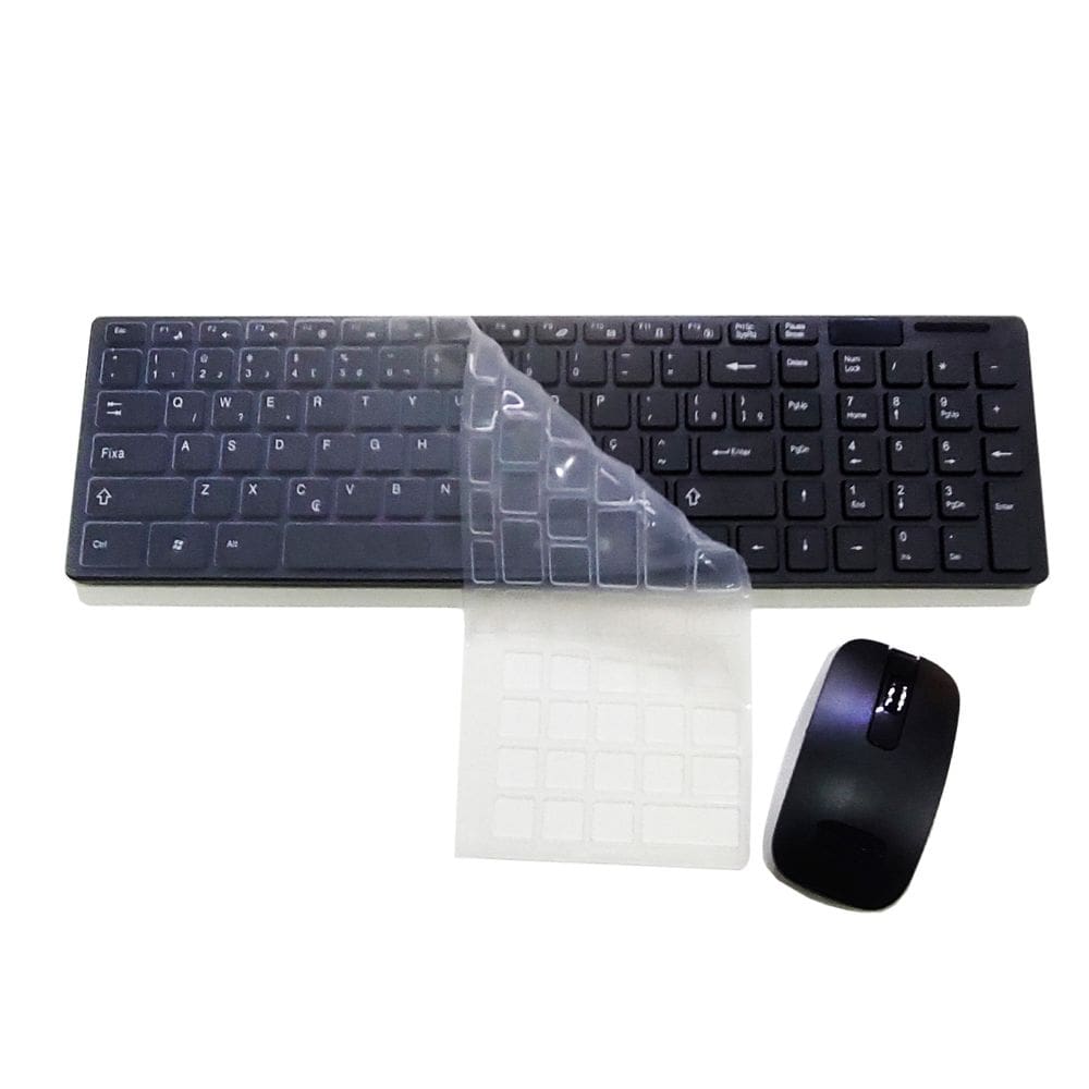 Conjunto Teclado + Mouse sem Fio Wireless Com Capa de Silicone Preto tc06