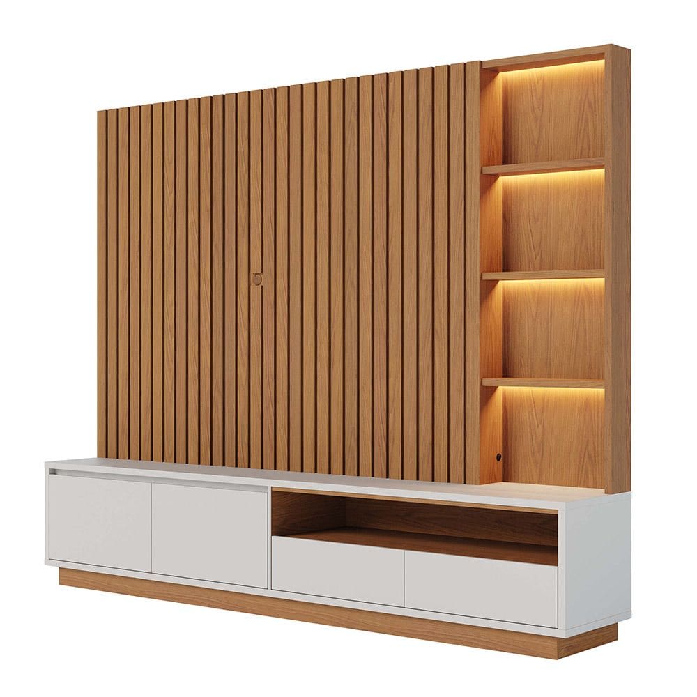 Estante de TV 82 Polegadas 240cm com LED Leme C04 - D`Rossi