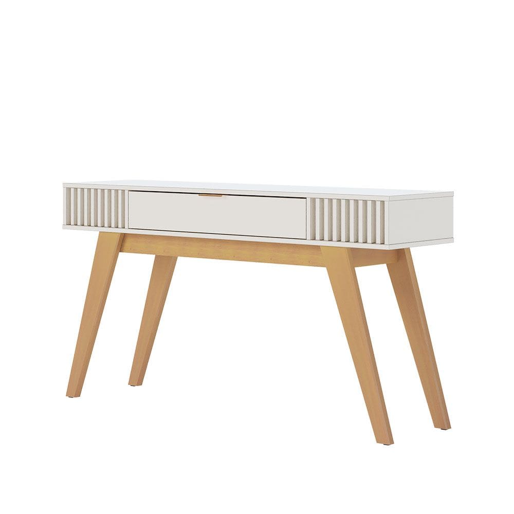 Aparador de Sala Pé em Madeira Maciça 136cm Laisa Off White C04 - D`Rossi