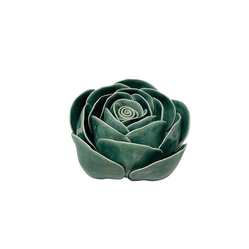 Peça Decorativa Flor em Cerâmica Verde 11cm DL0180 BTC