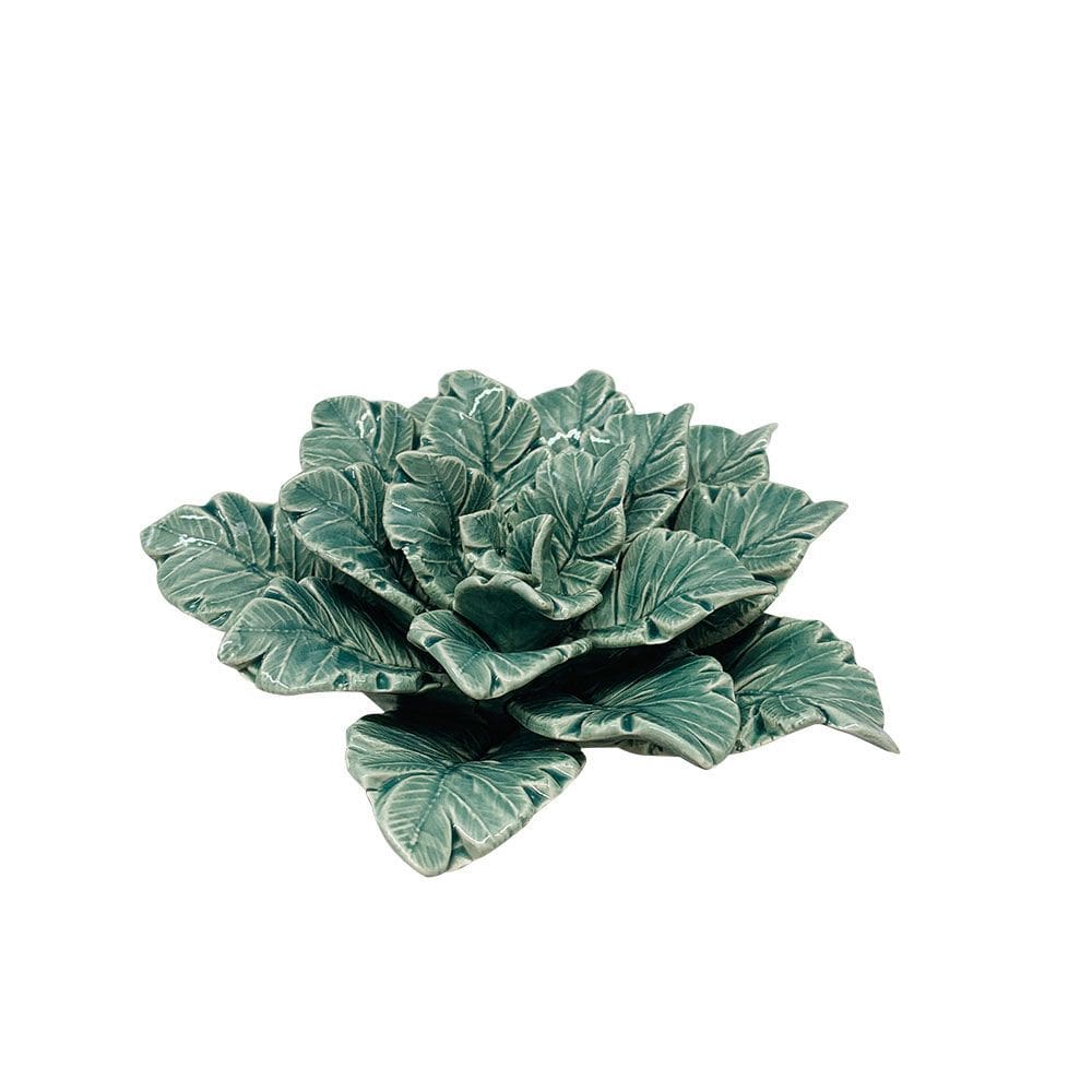 Peça Decorativa Flor em Cerâmica Verde 13,5cm DL0182 BTC