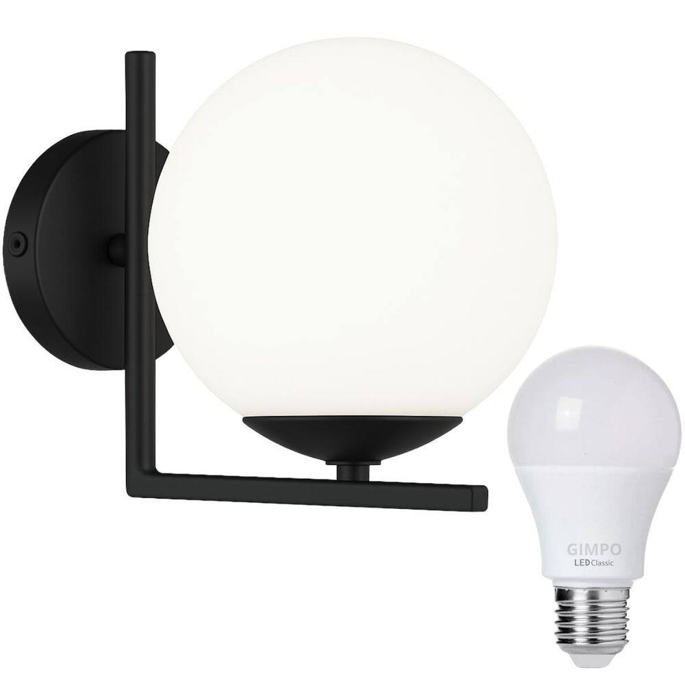 Luminária Arandela Parede 19Cm Globo Vidro 15Cm Metálica