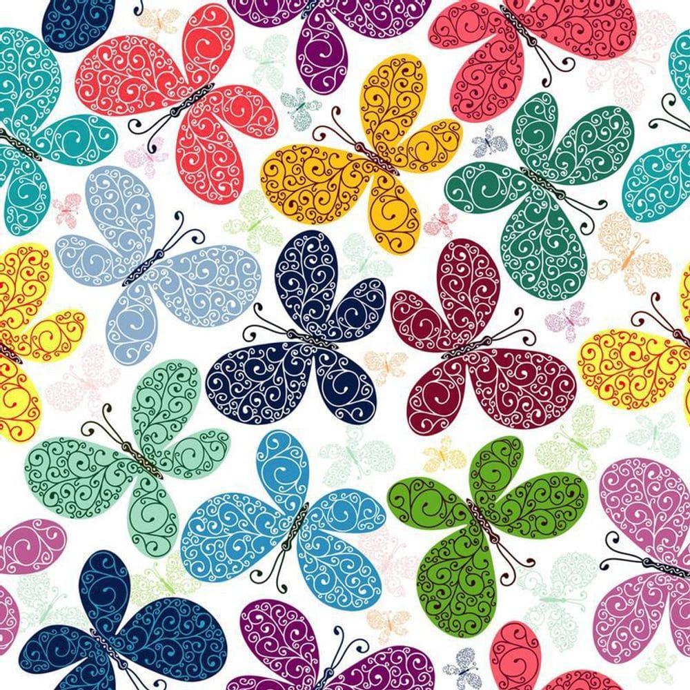 Papel Parede Adesivo Borboletas Coloridas Quarto Infantil