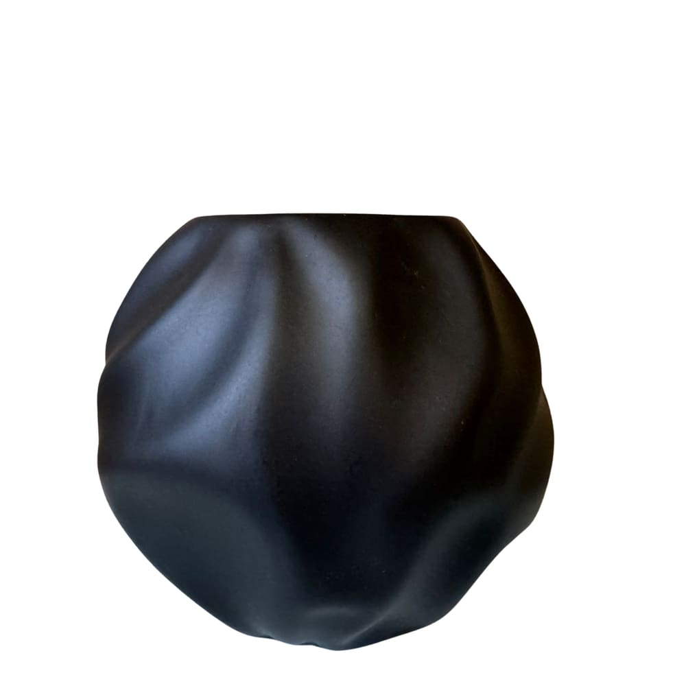 Vaso centro de mesa cerâmica orgânico preto fosco arranjo