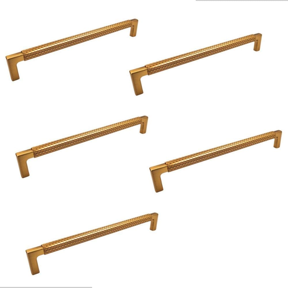 Kit 5 Puxador Zigrinato Il1780 192Mm Bronze Esc Dourado