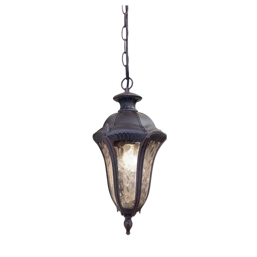 Pendente Colonial Metal Marrom e Policarbonato 37cm 1E27