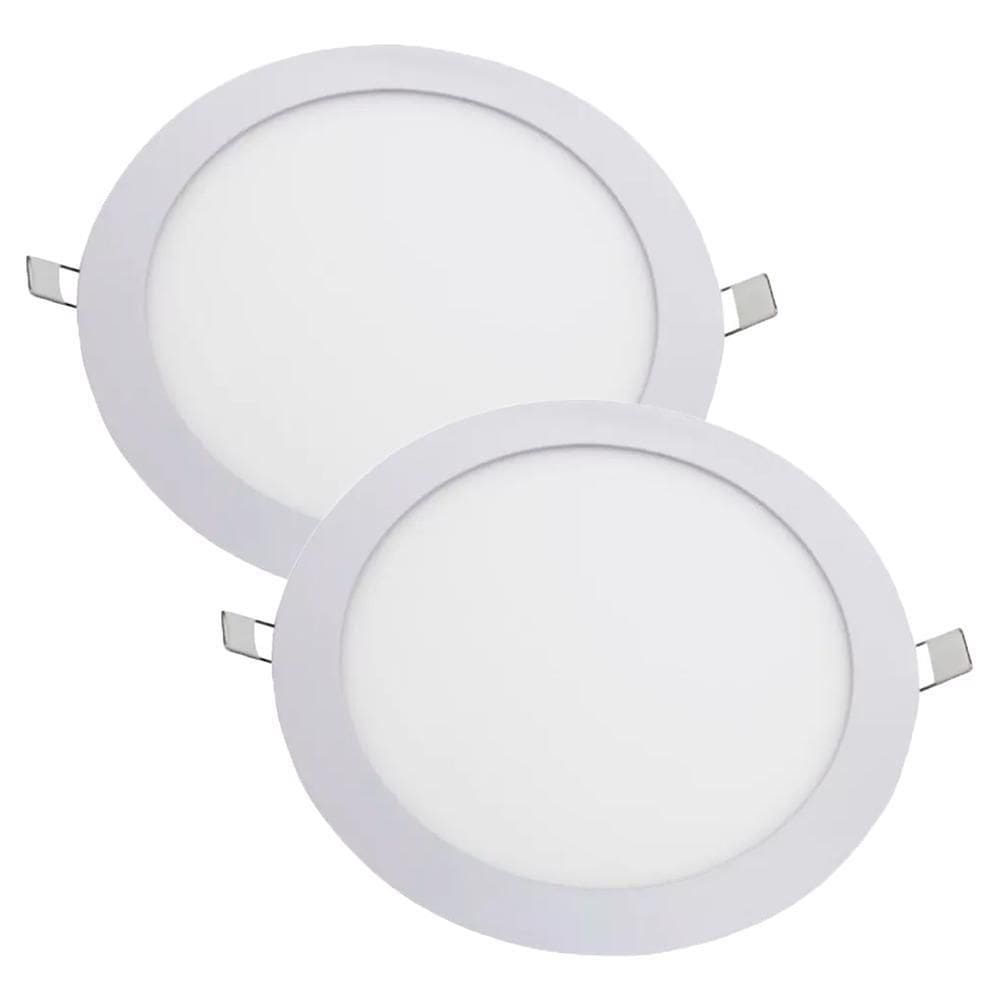 Kit 2 Luminária Plafon Led Redondo Embutir 18W 4000K - Noll