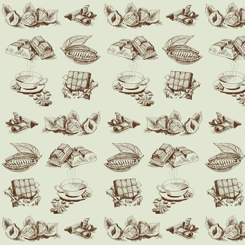 Papel Parede Fruta Cacau Chocolate Chá Autocolante Lavável