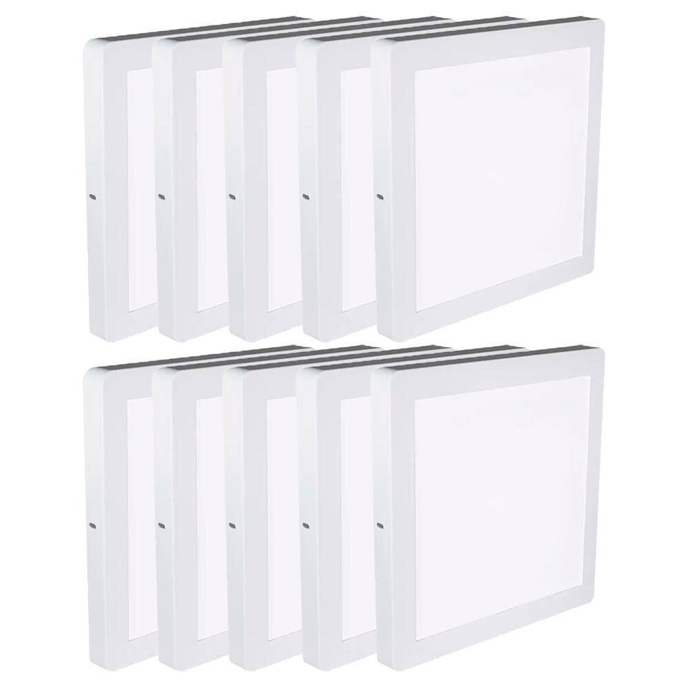 Kit 10 Luminária Plafon Led Quadrado Sobrepor 18W 6500K Noll