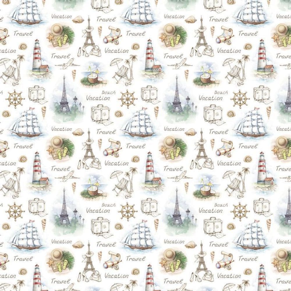 Papel Parede Caravelas Avião Mala Farol Viagem Torre Eiffel