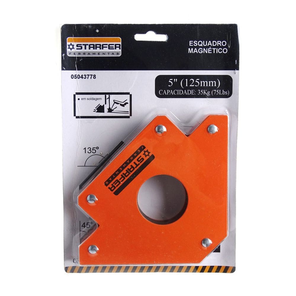 Esquadro Magnético 35kg Starfer 5 Pol. 125mm Starfer