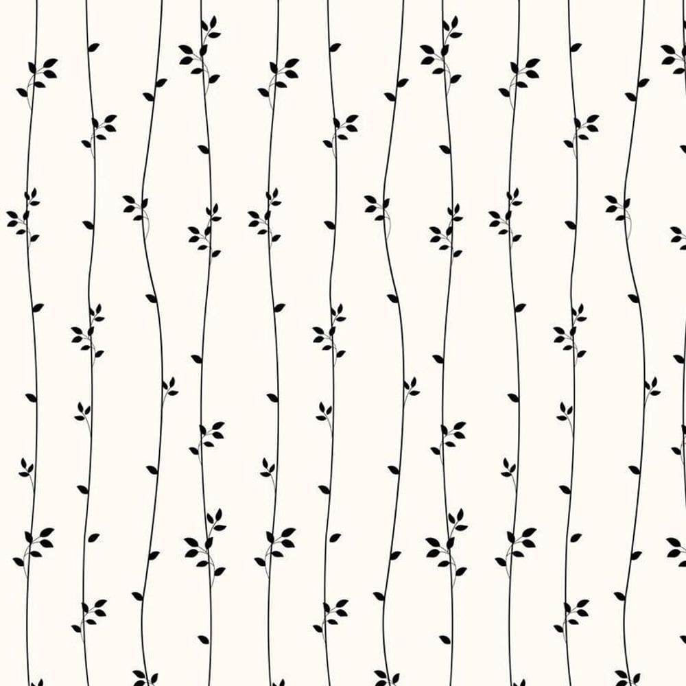 Papel De Parede Linhas Com Folhas Pretas Adesivo Sala Quarto