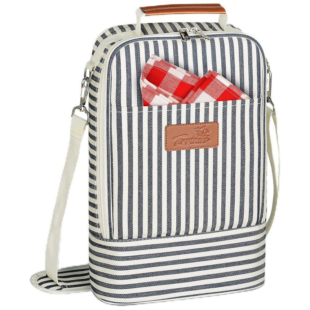 Bolsa Térmica Para Transporte de Vinhos até 2 Garrafas com Alça Ajustável, TIRRINIA 1TRWB230STR, Azul