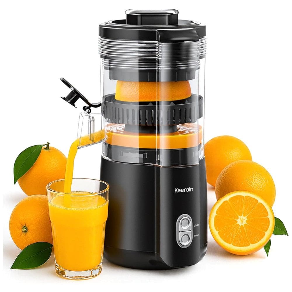 Extrator de Suco Elétrico Keerain, Máquina de Suco de Laranja Sem as Mãos com Escova de Limpeza, Espremedor Automático para Limão, Lima,