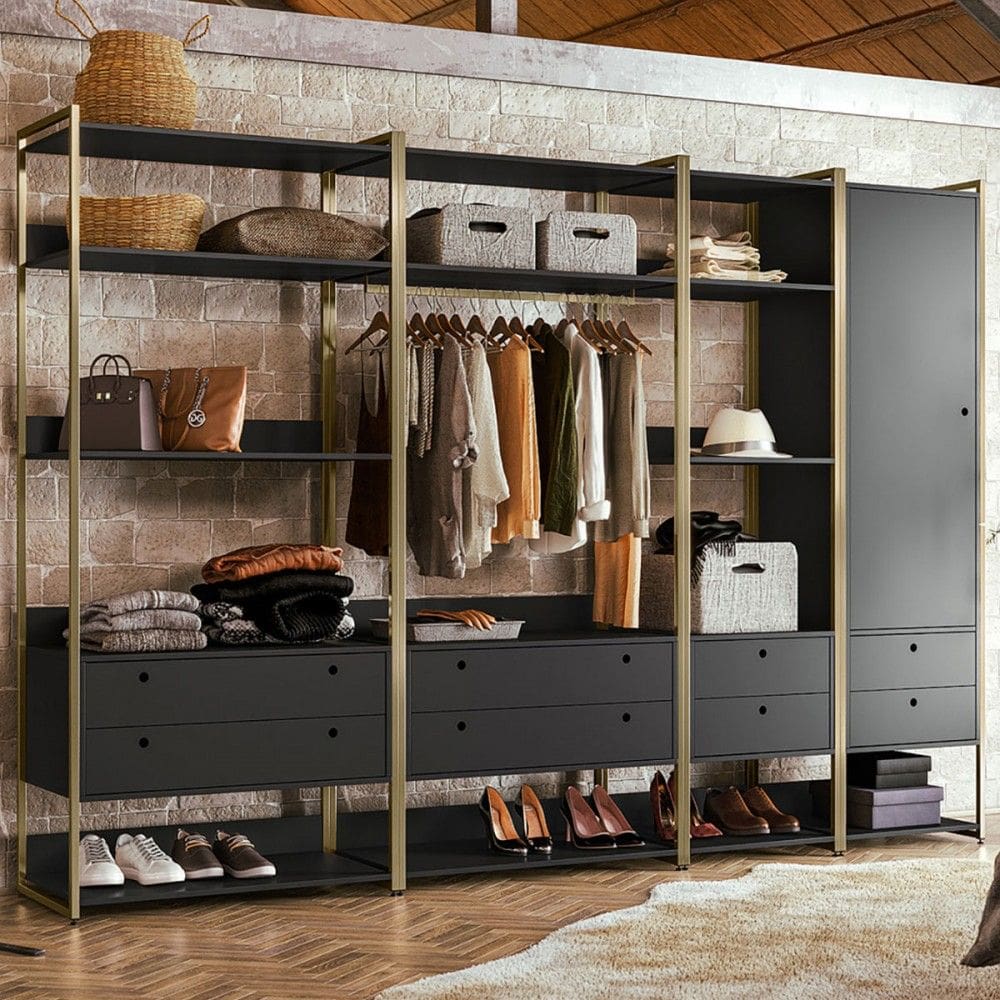 Closet Industrial Anubis 1 Porta 8 Gavetas Preto 17516 - Pnr Móveis