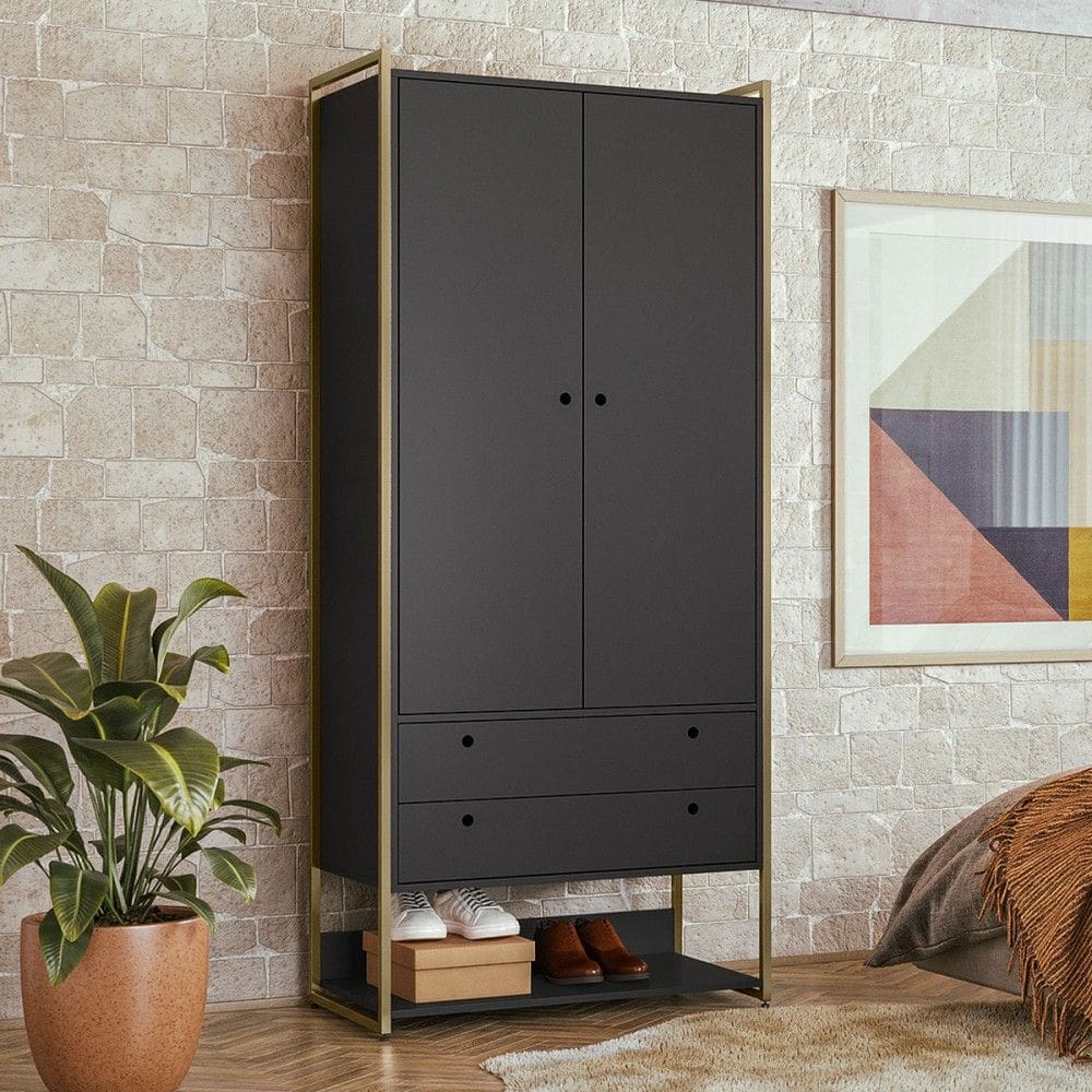 Closet Industrial Modulo Anubis 2 Portas 2 Gavetas Preto - Pnr Móveis