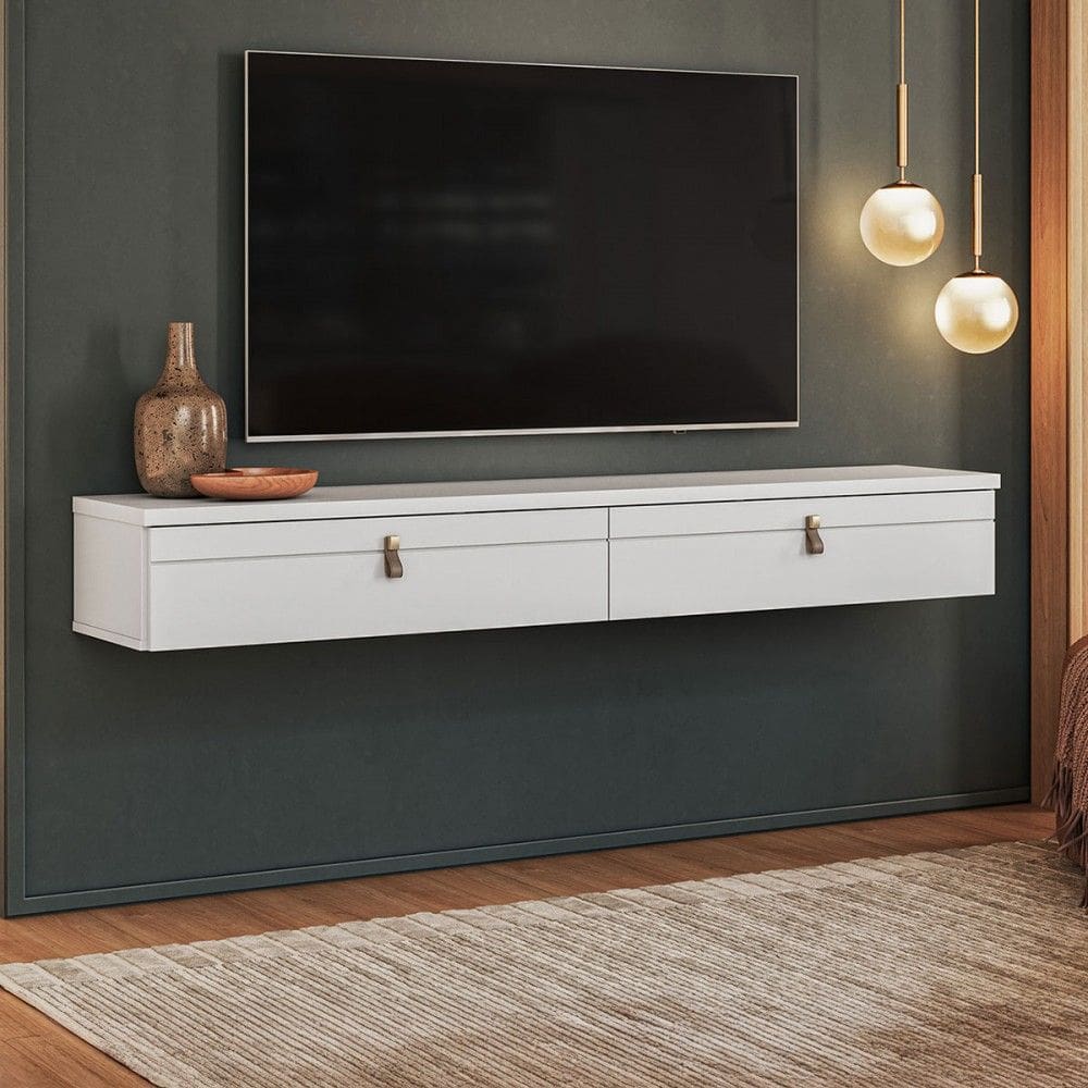 Rack para TV Até 55 Polegadas Nuke 2 Portas Branco - Pnr Móveis