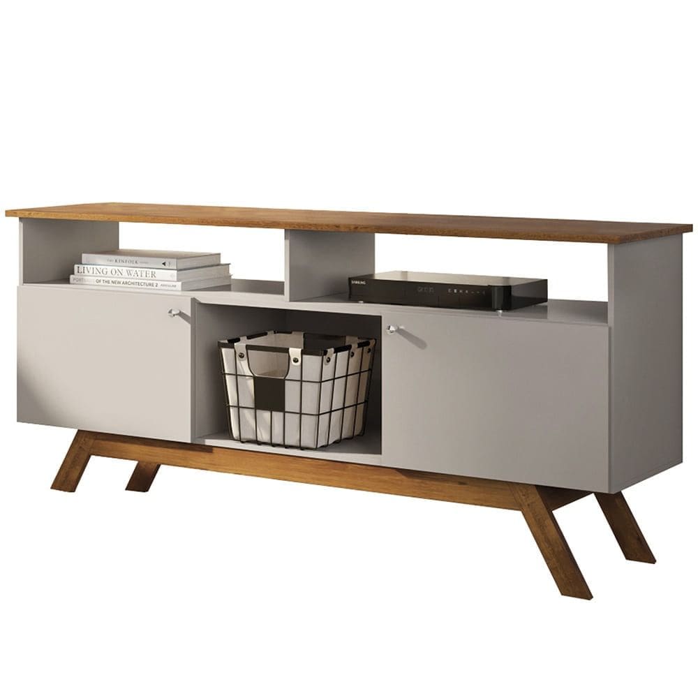 Rack Bancada Para TV 43 Pol Amsterda 140 cm Off White Nature Tebar