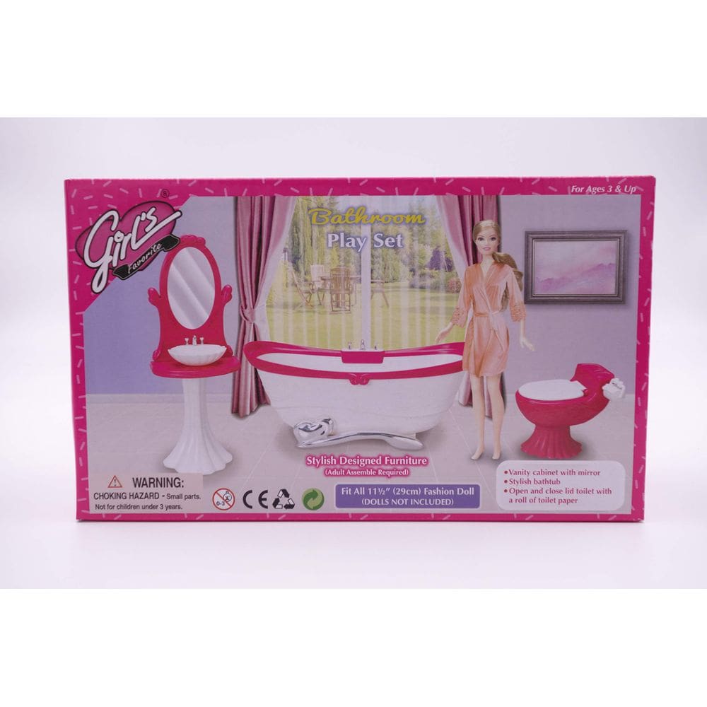Conjunto de jogos de banheiro Gloria favorito para meninas Doll Furniture