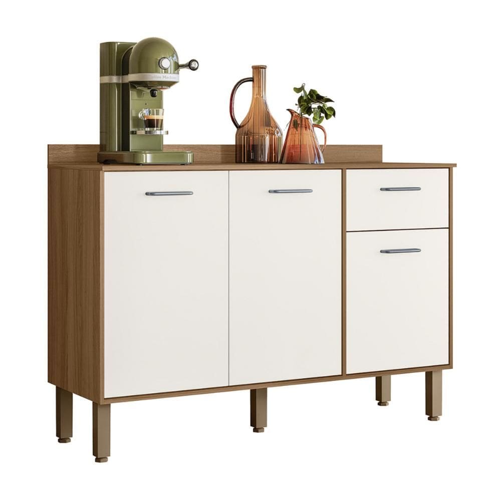 Balcão para Cozinha Paolla com Tampo 3 Portas e 1 Gaveta