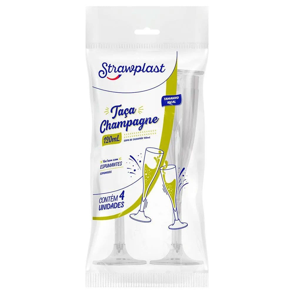 Taca Champagne 120ml Cristal c/4 - Strawplast