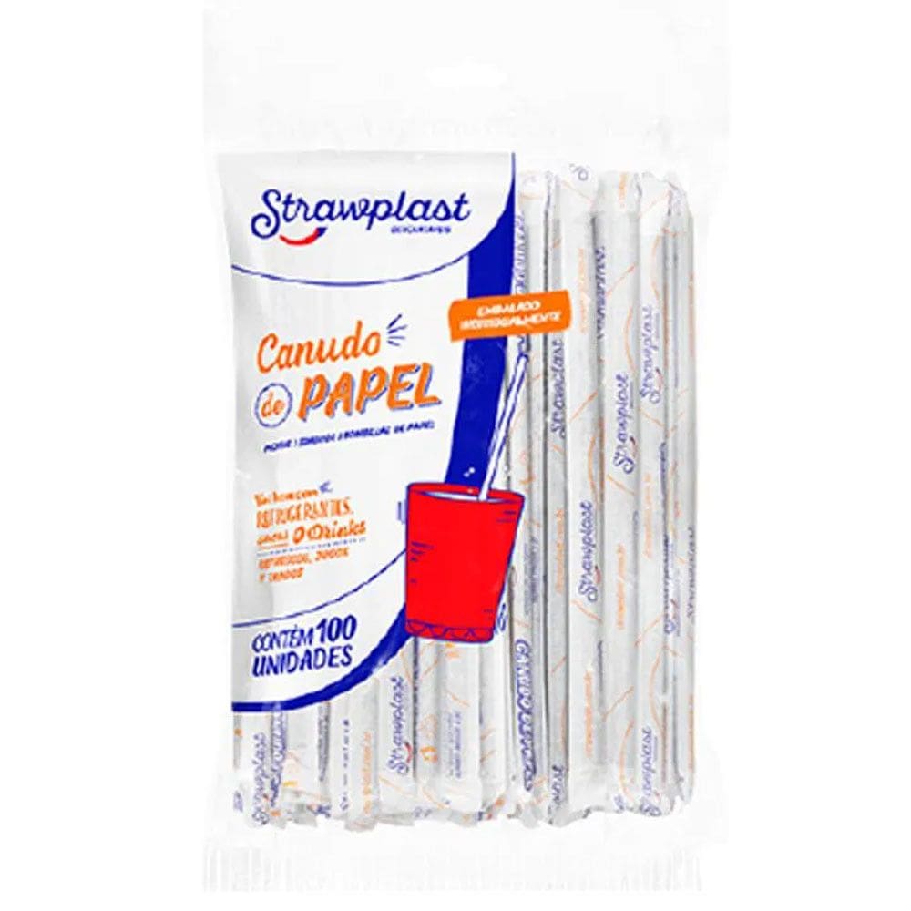 Canudo Papel Branco Sachê 6mm c/100 - Strawplast
