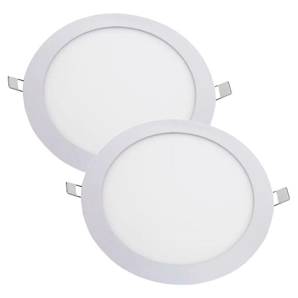 Kit 2 Luminária Plafon Led Redondo Embutir 24W 6500K - Noll