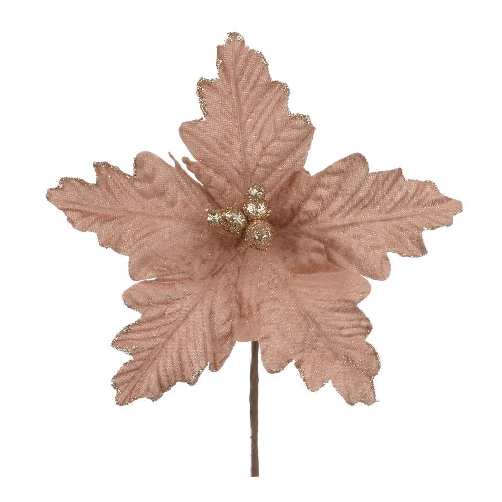 Haste Flor Bico de Papagaio Artificial em Glitter Nude 15cm