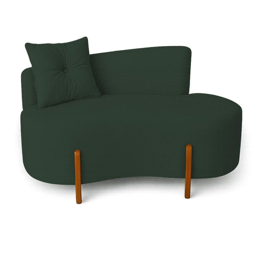 Sofá Orgânico Divã Boucle Com Pés De Madeira 7 Decor Verde Escuro