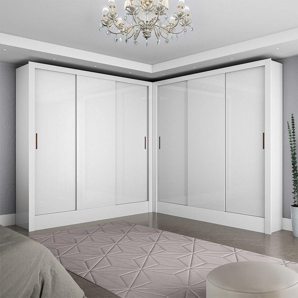Closet Casal Duplo Fortaleza 6 Portas 12 Prateleiras Branco