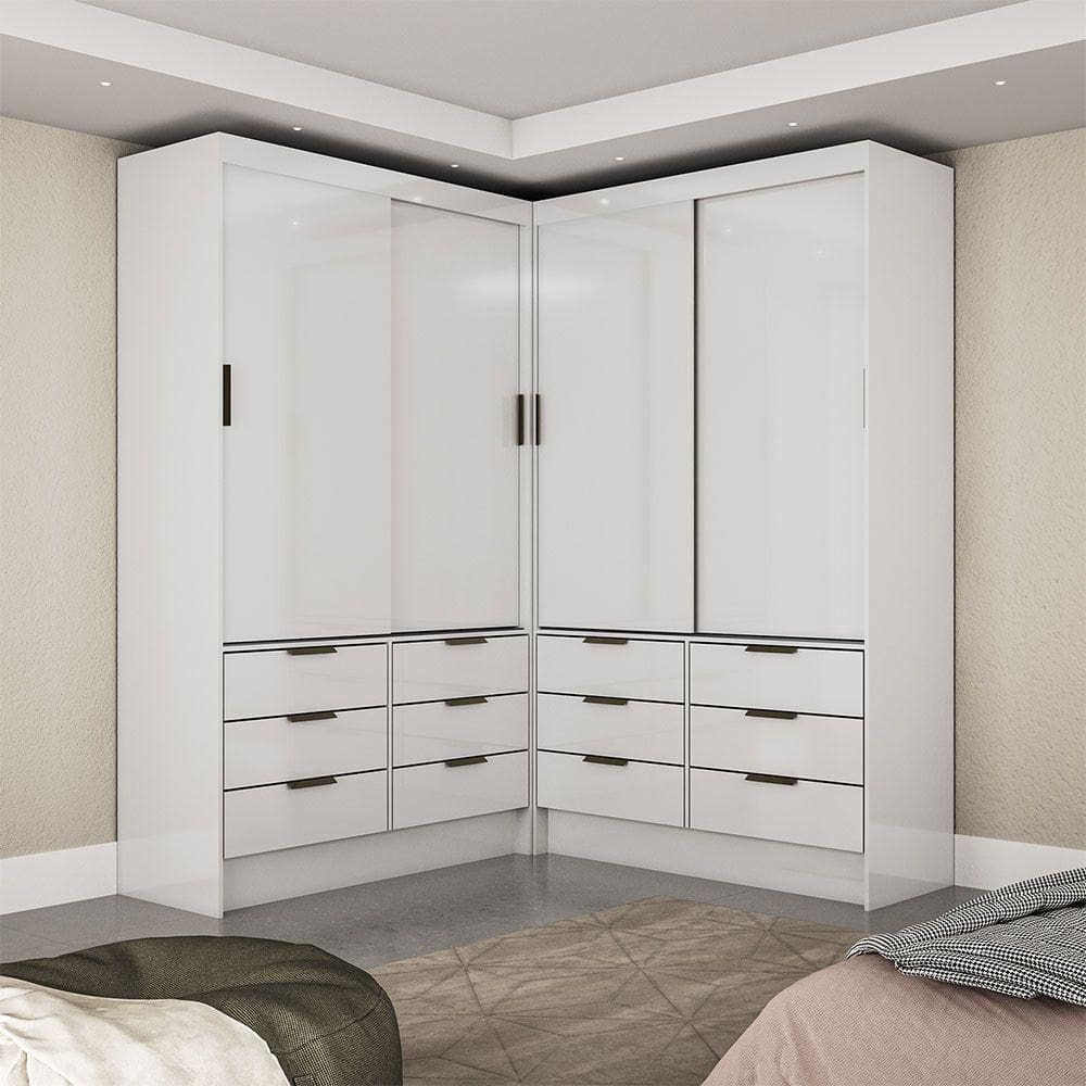 Closet Casal Duplo Sevilha 4portas 12Gavetas Carioca Móveis