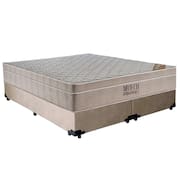 Cama Box Casal Suede Bipartido + Colchão Ortobom Airtech Molas Ensacadas 138x188x65 Bege
