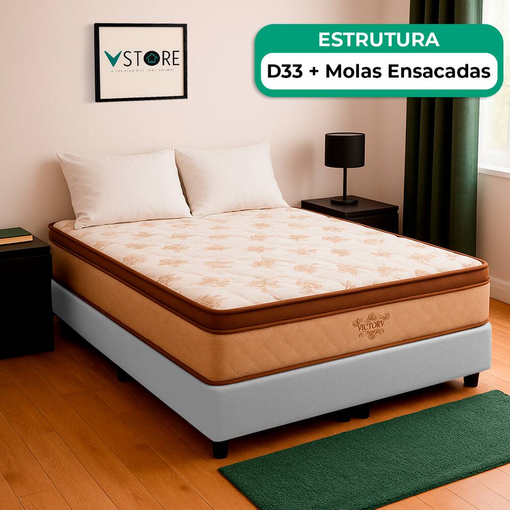 Cama Box Viúvo e Colchão Victory Molas V-Store 128x188x30