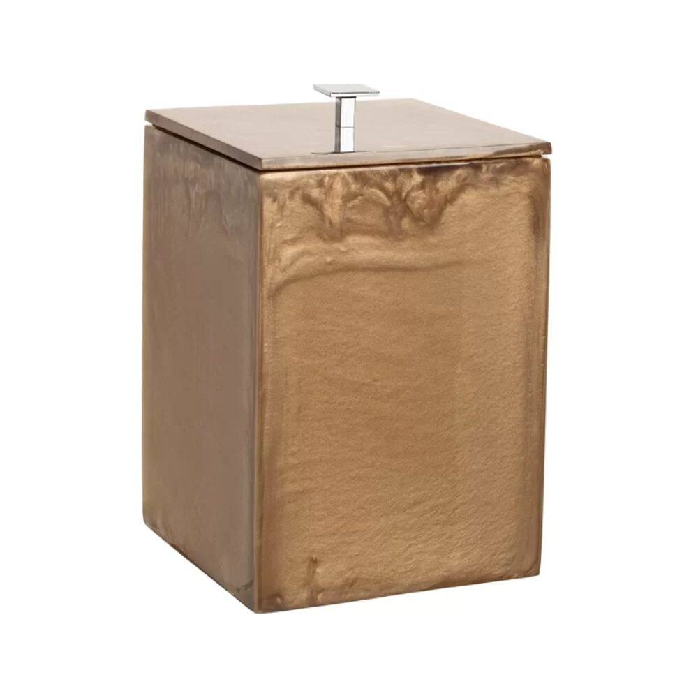 Lixeira Quadrada 5,5L Em Resina Champagne - Cromado
