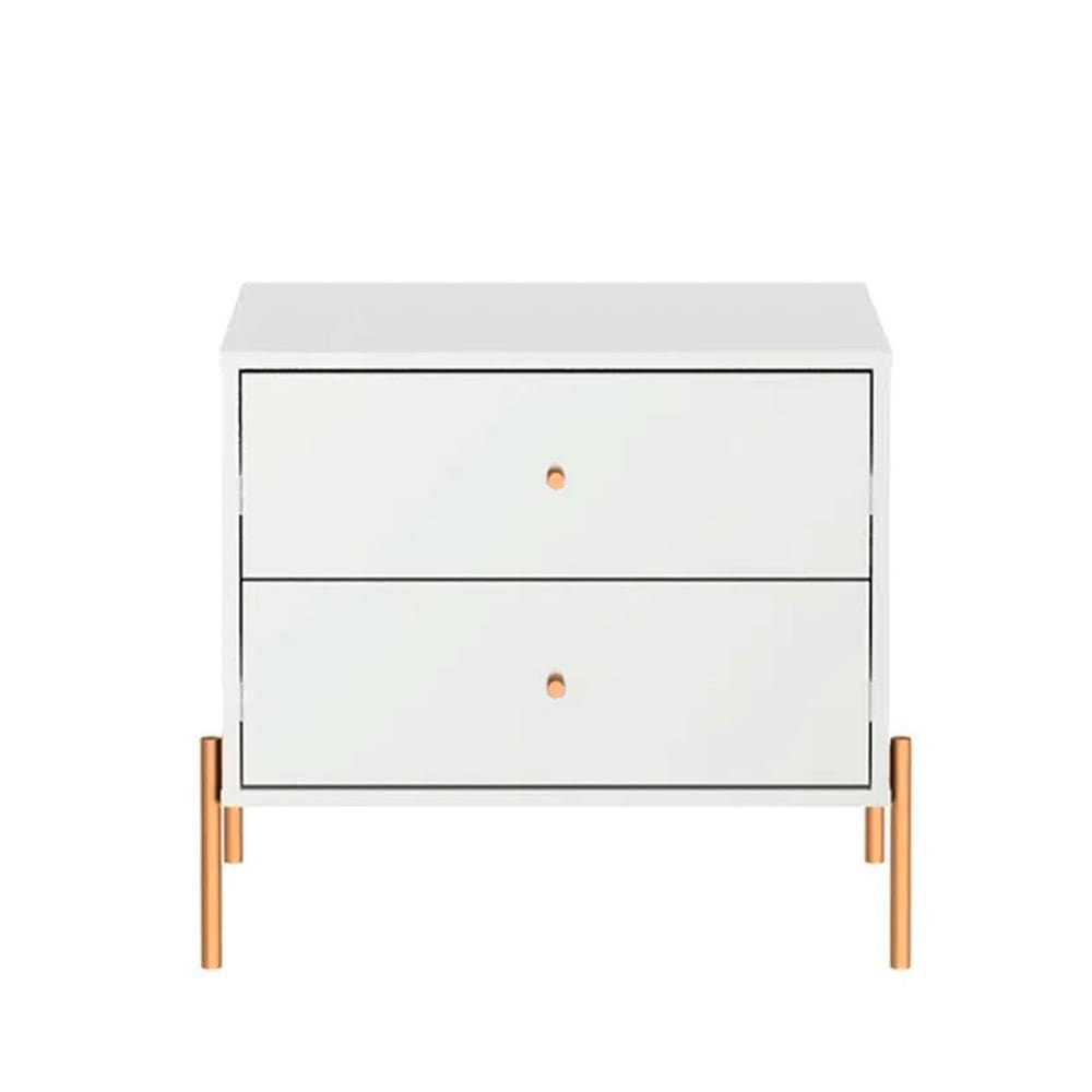 Mesa de Cabeceira 2 Gavetas Jasper Branco