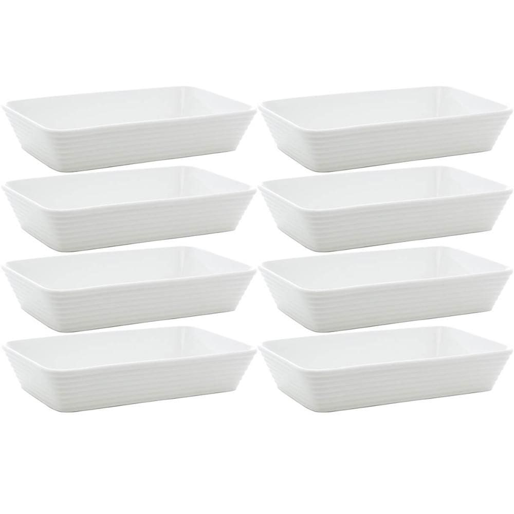 8 Travessas Refratárias de Porcelana Branca 29x20x5cm Restaurantes Buffet Línea Lyor Servir