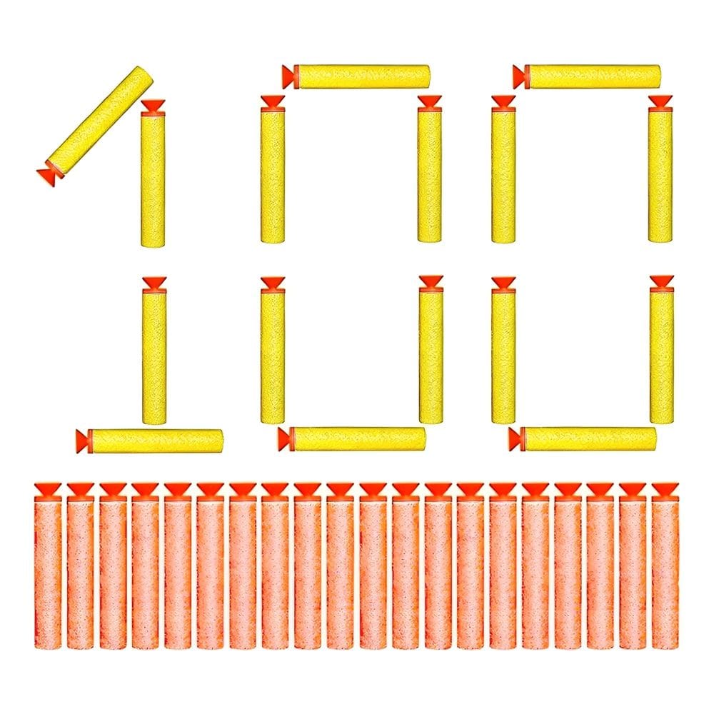 Kit Refil 100 Dardos com Ventosas Compatível com Lançadores Nerf