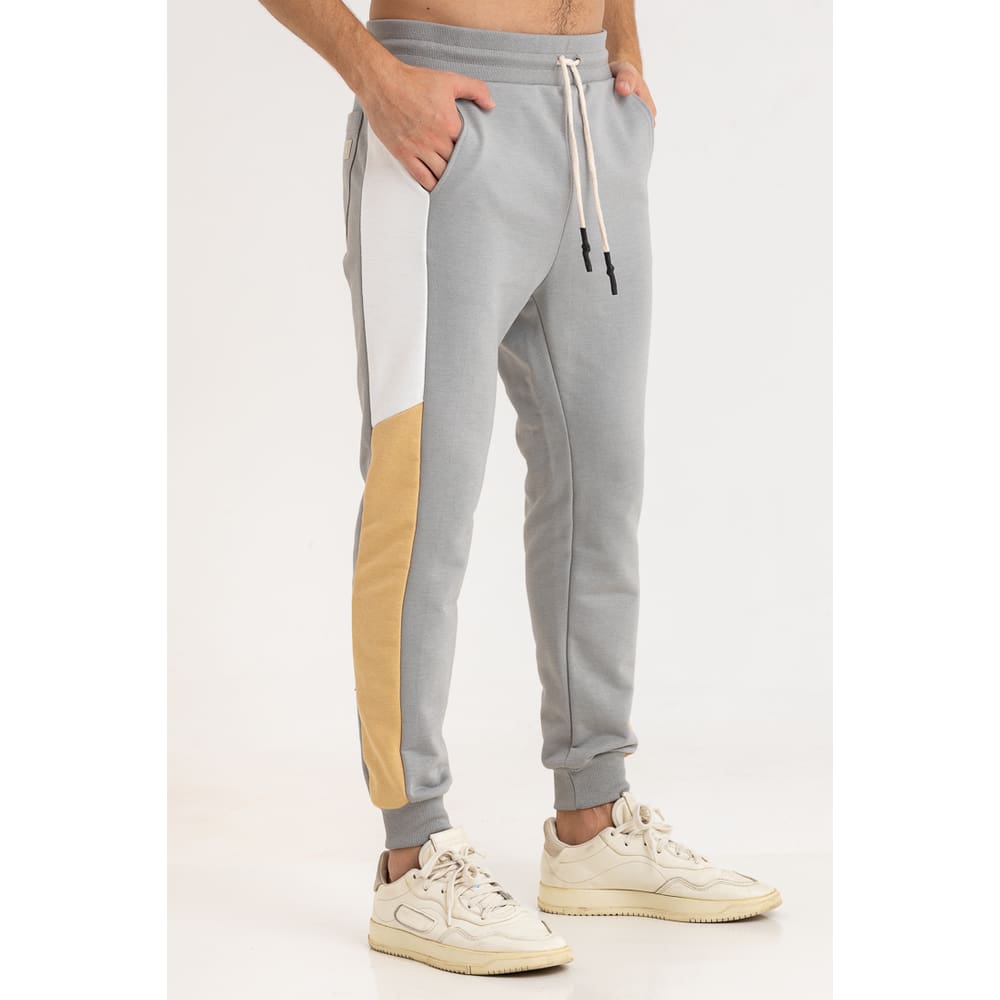 Calça Masculina Moletom Sustentável Recortes Cinza Pedra