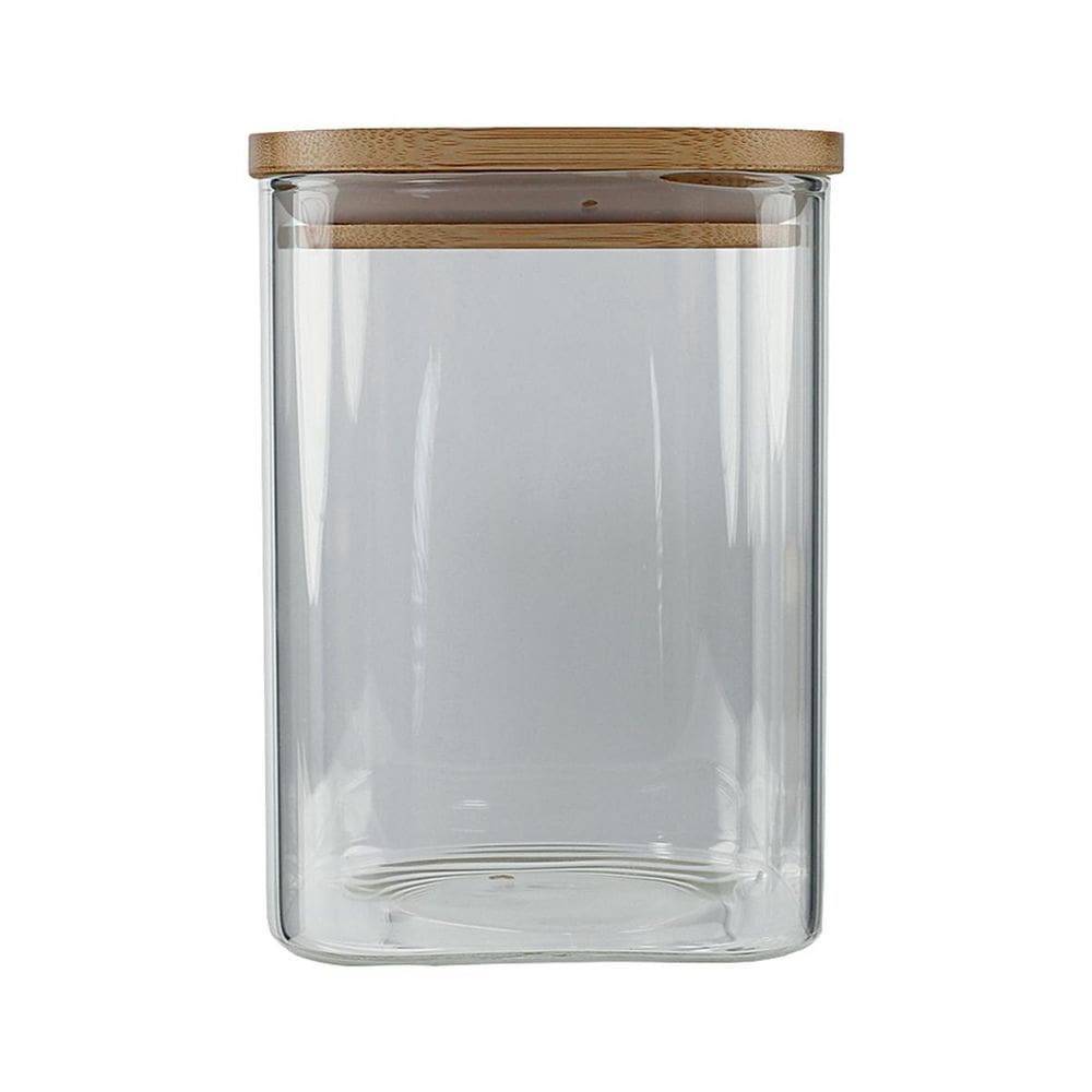 Porta Mantimento Vidro com Tampa Bamboo Quadrado 1.1L CV212781 Casa do Chef