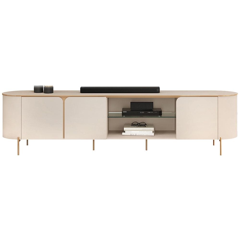 Rack Bancada Tv 75 Pol 241 cm MDF Ariana Off White Dj Moveis
