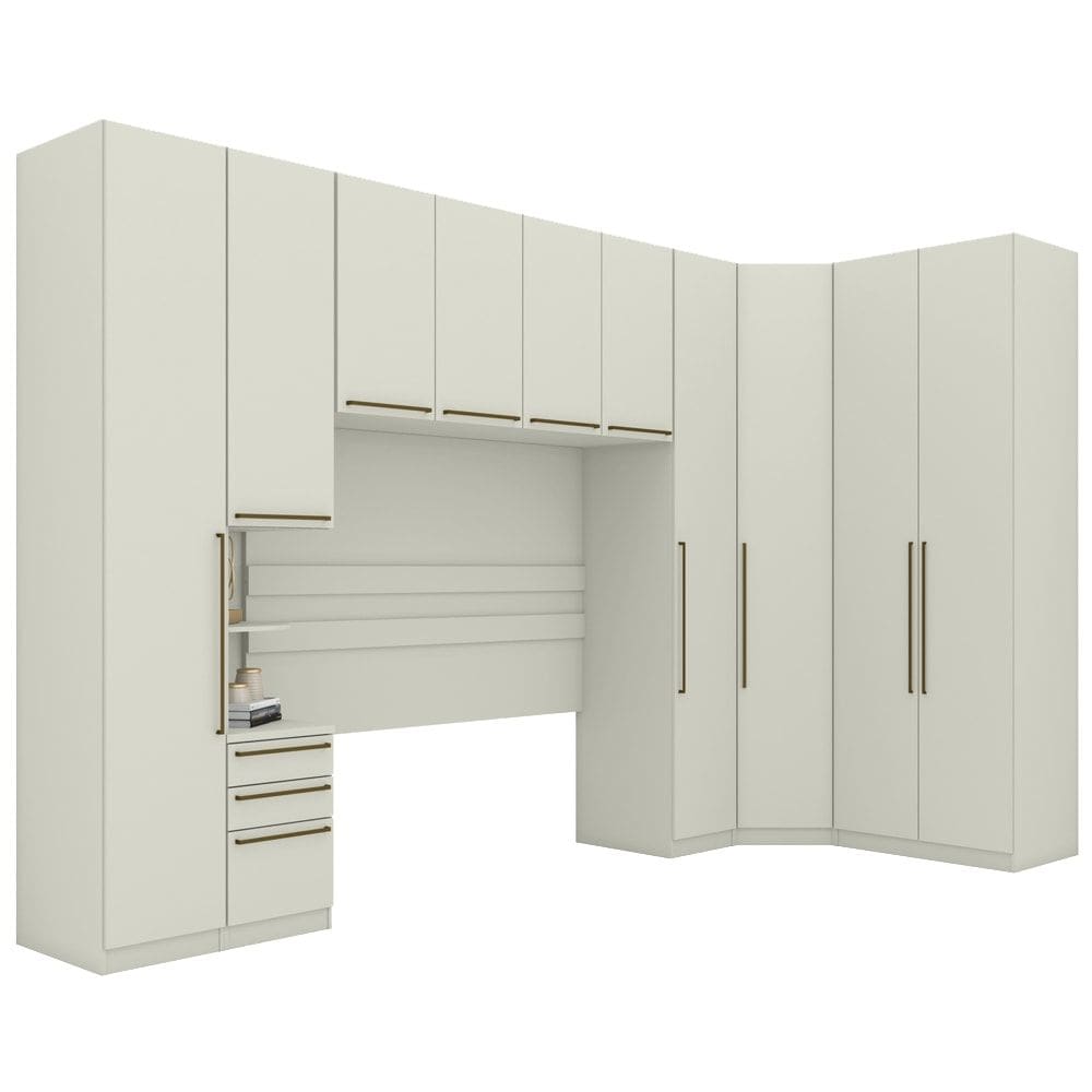 Quarto Casal Modulado 10 Portas 367x162 cm Seletto Areia Henn