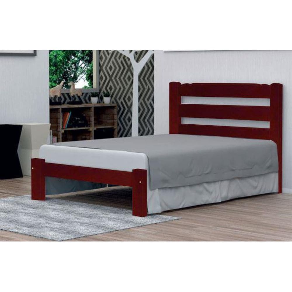 Cama de Casal Luna de Madeira Maciça Tauari