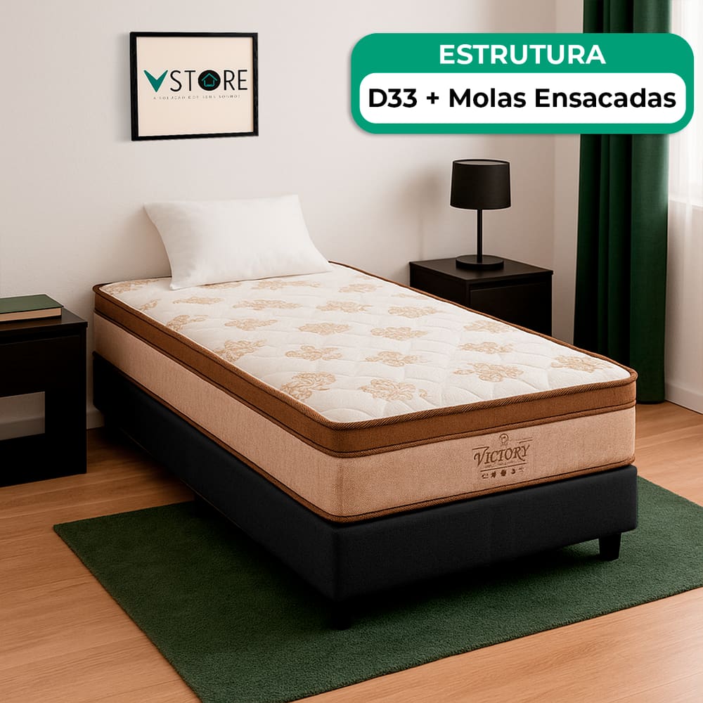 Cama Box Solteirão e Colchão Victory Molas V-Store