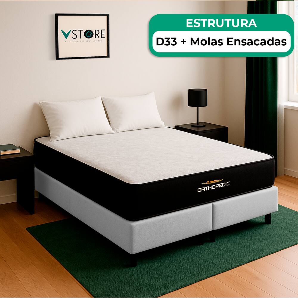 Cama Box Queen e Colchão Orthopedic D33 V-Store