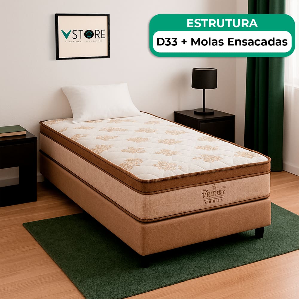 Cama Box Solteiro e Colchão Four Season Molas V-Store